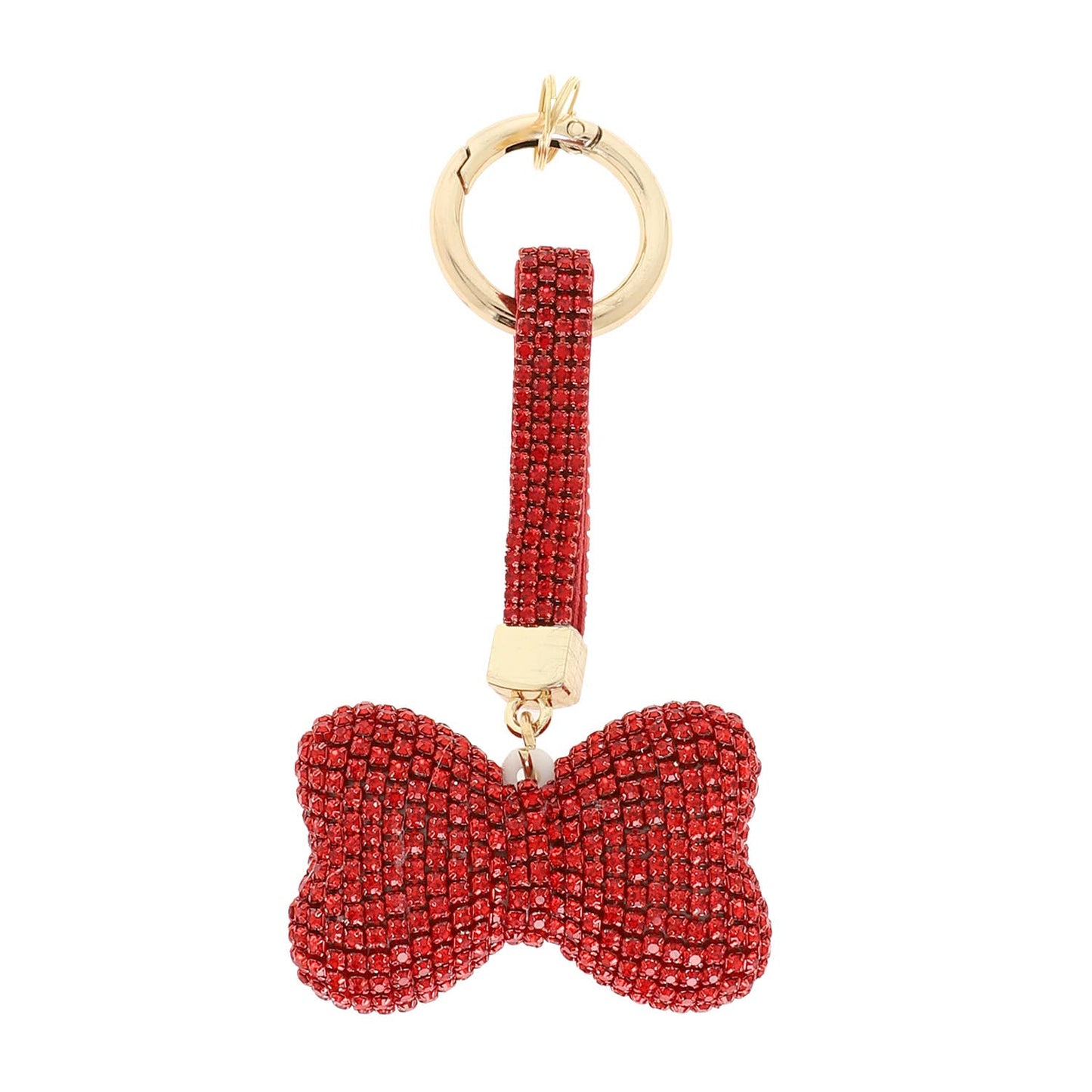 Rhinestone Embellished Bow Keychain