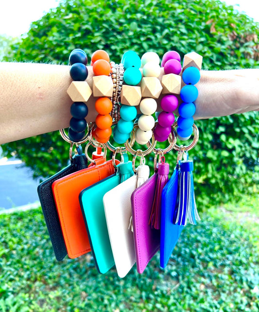 Fall Wallet Wristlet Silicone Bead Tassel Keychains