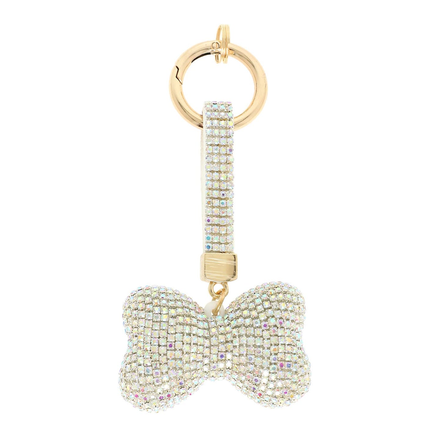 Rhinestone Embellished Bow Keychain