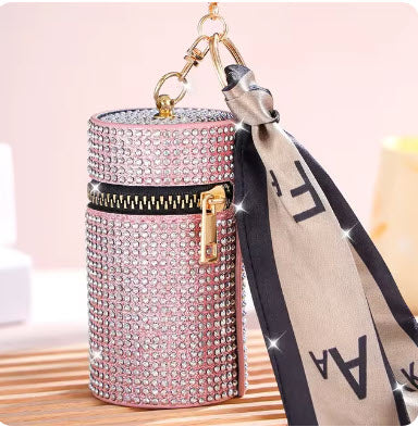 Mini rhinestone bag with silk scarf